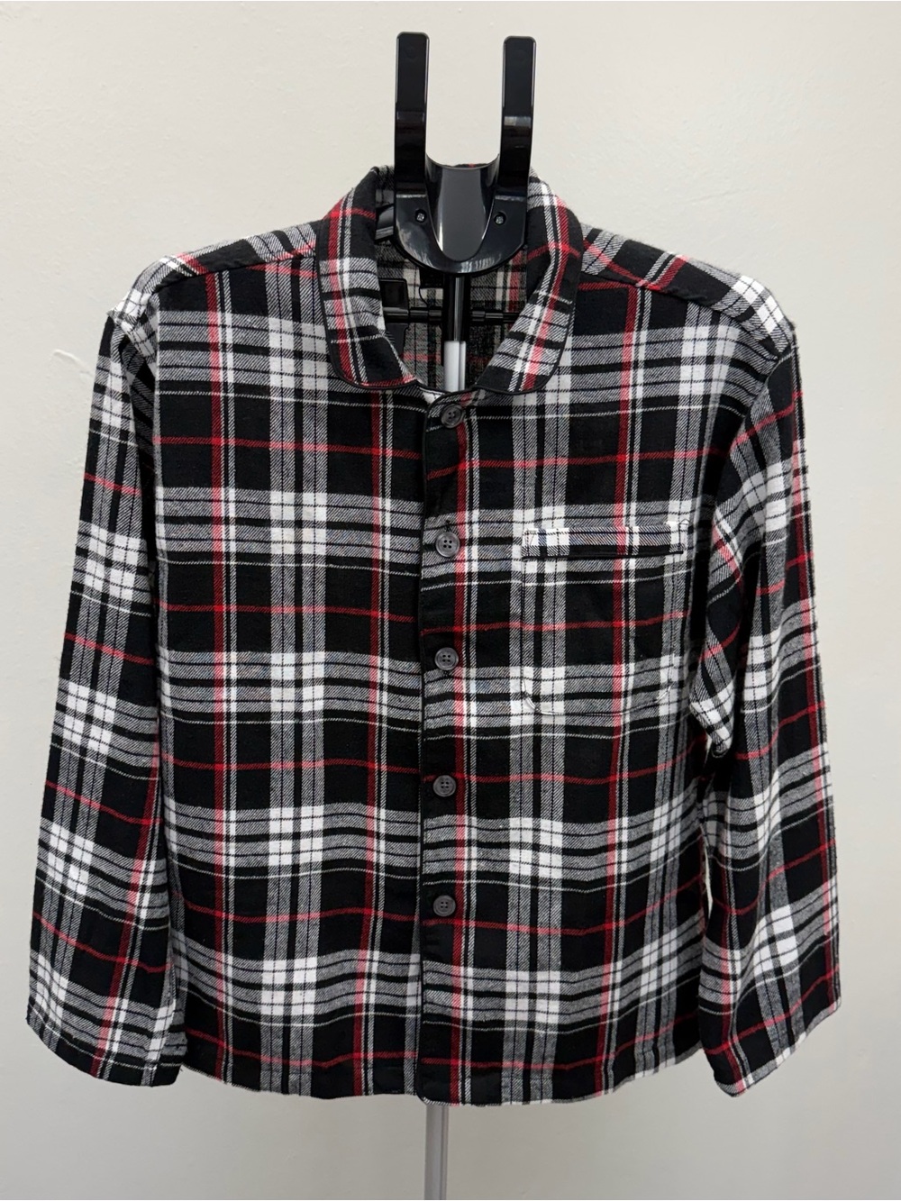 Gioberti Boys Plaid Button Front Shirt Black White Red Size 16 NWT